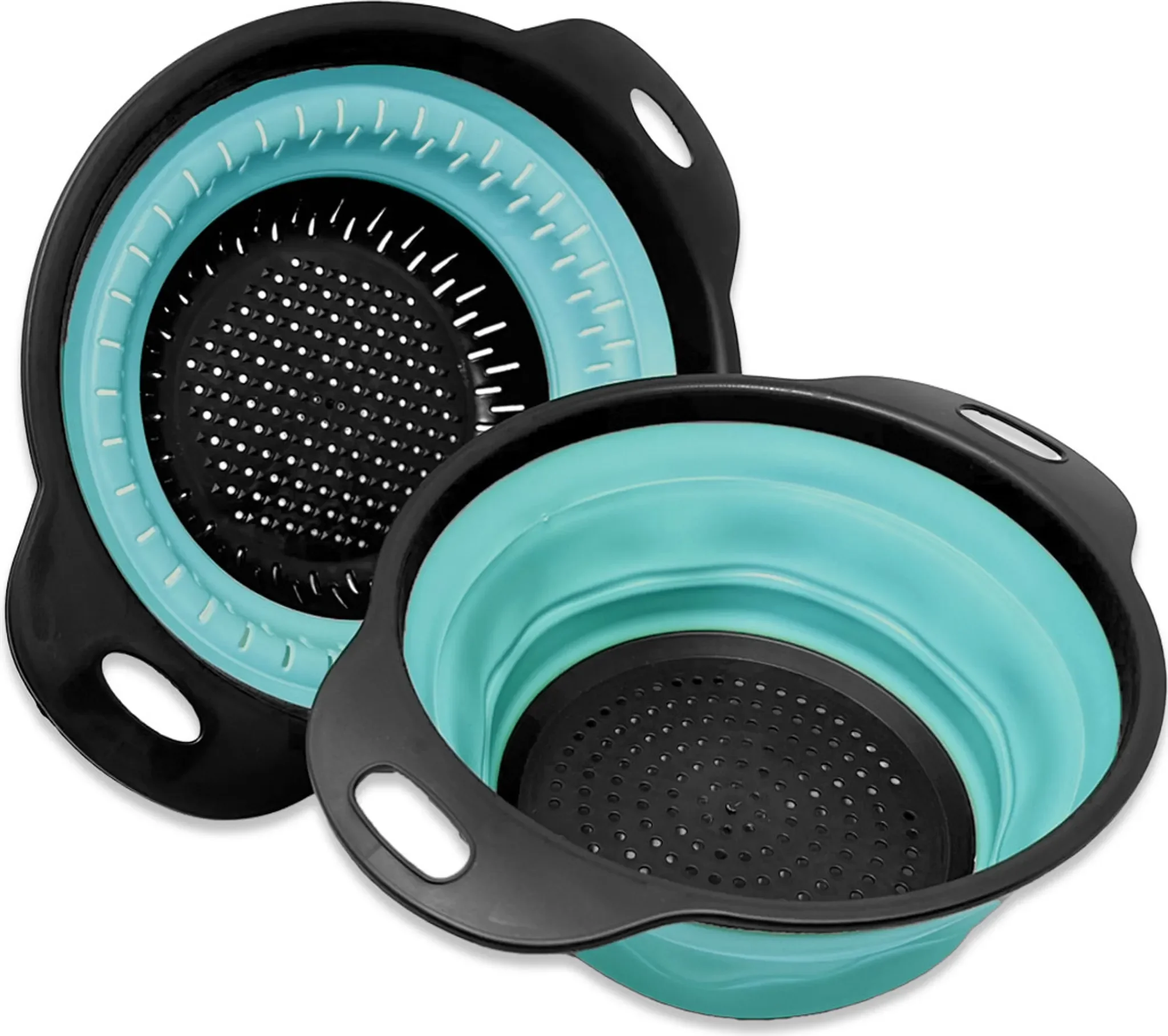 2er Set Silikon Küchensieb – Faltbar, Grün