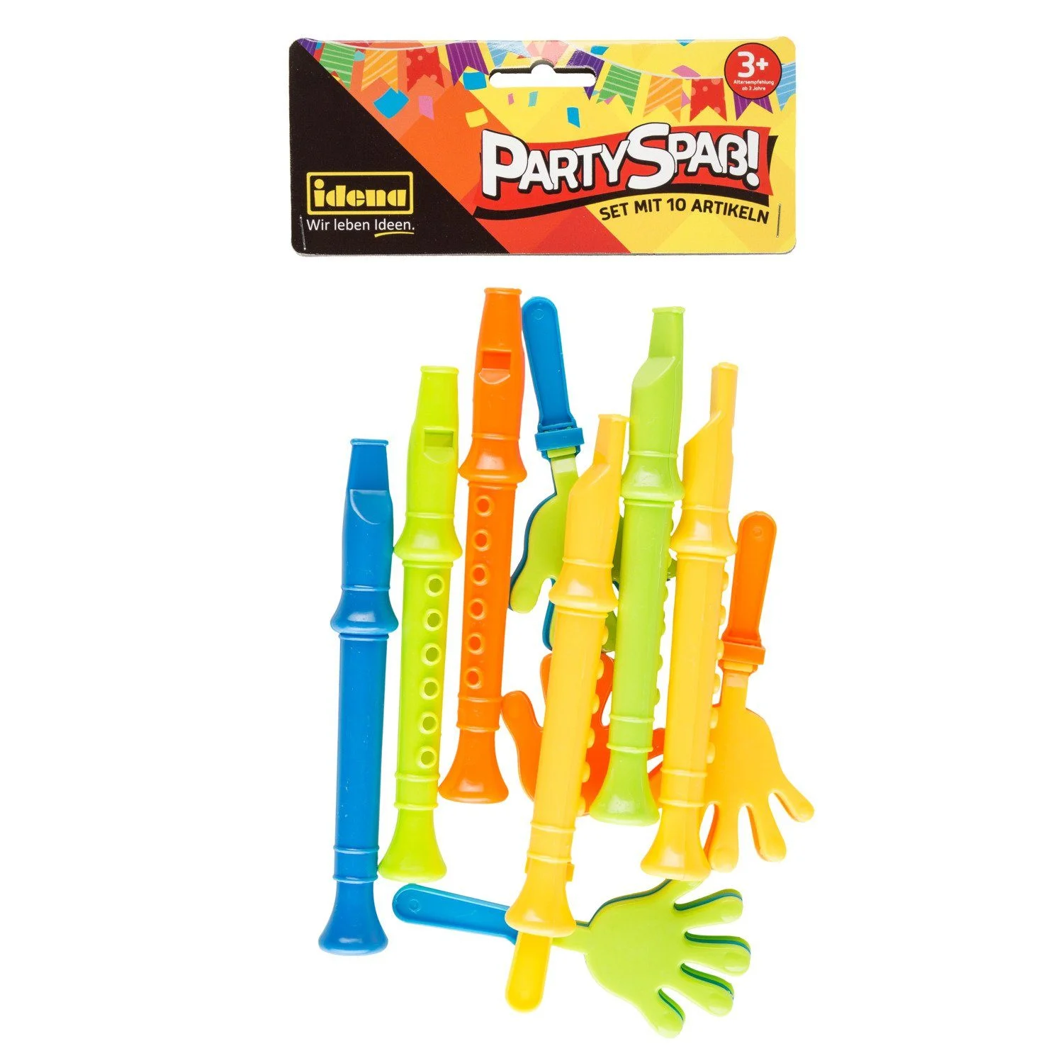 Partyspaß Set – 10-teilig mit Handklatschern & Flöten
