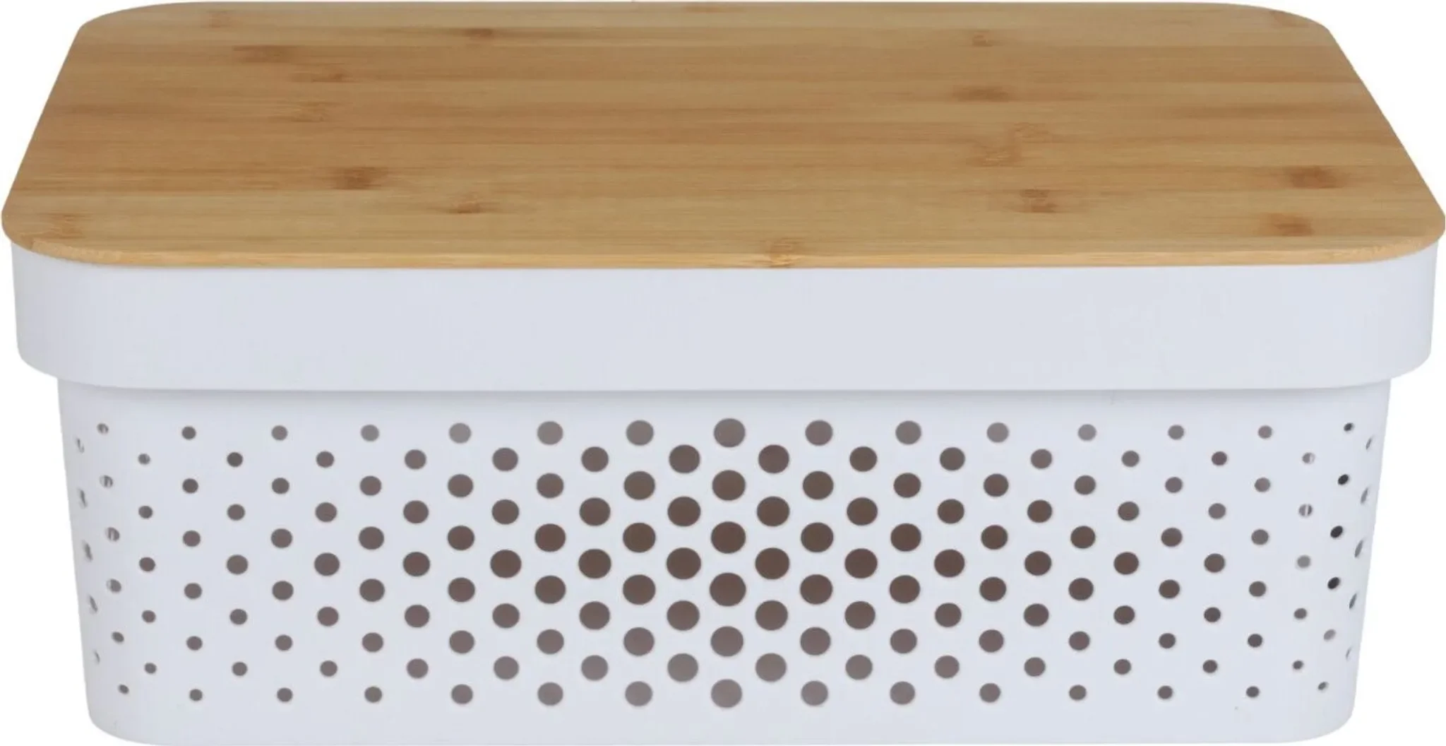 Aufbewahrungsbox mit Bambusdeckel – 11 L, Weiß