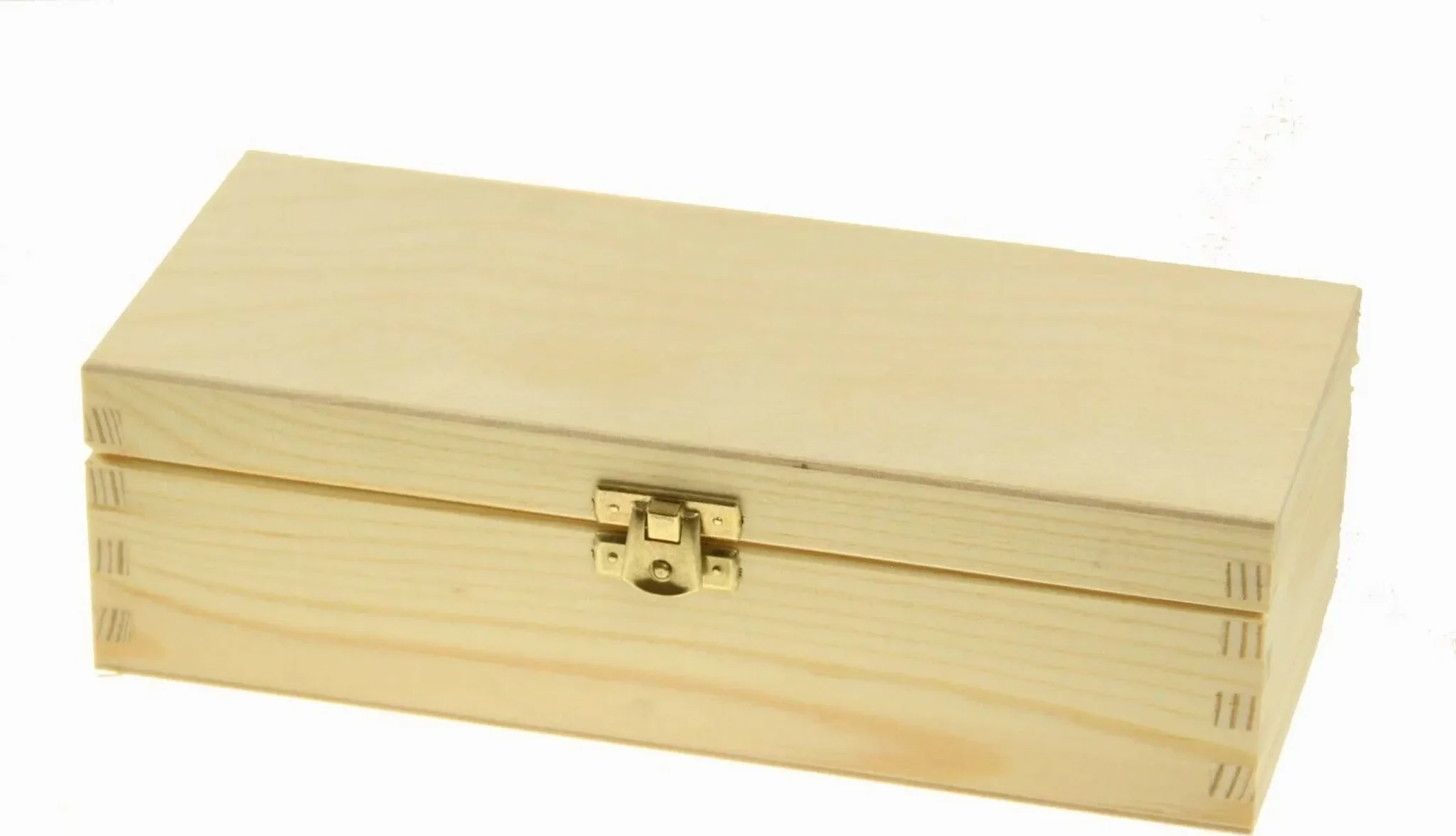 Aufbewahrungskiste aus Kiefernholz – Holz Kästchen mit Deckel und Clipverschluss